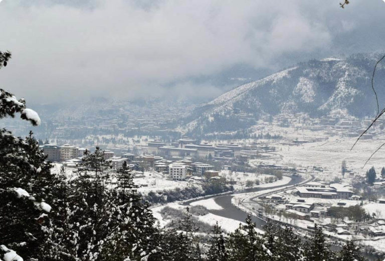 Tashichhodong in snow