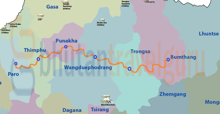 Jambay Lhakhang Festival tour map